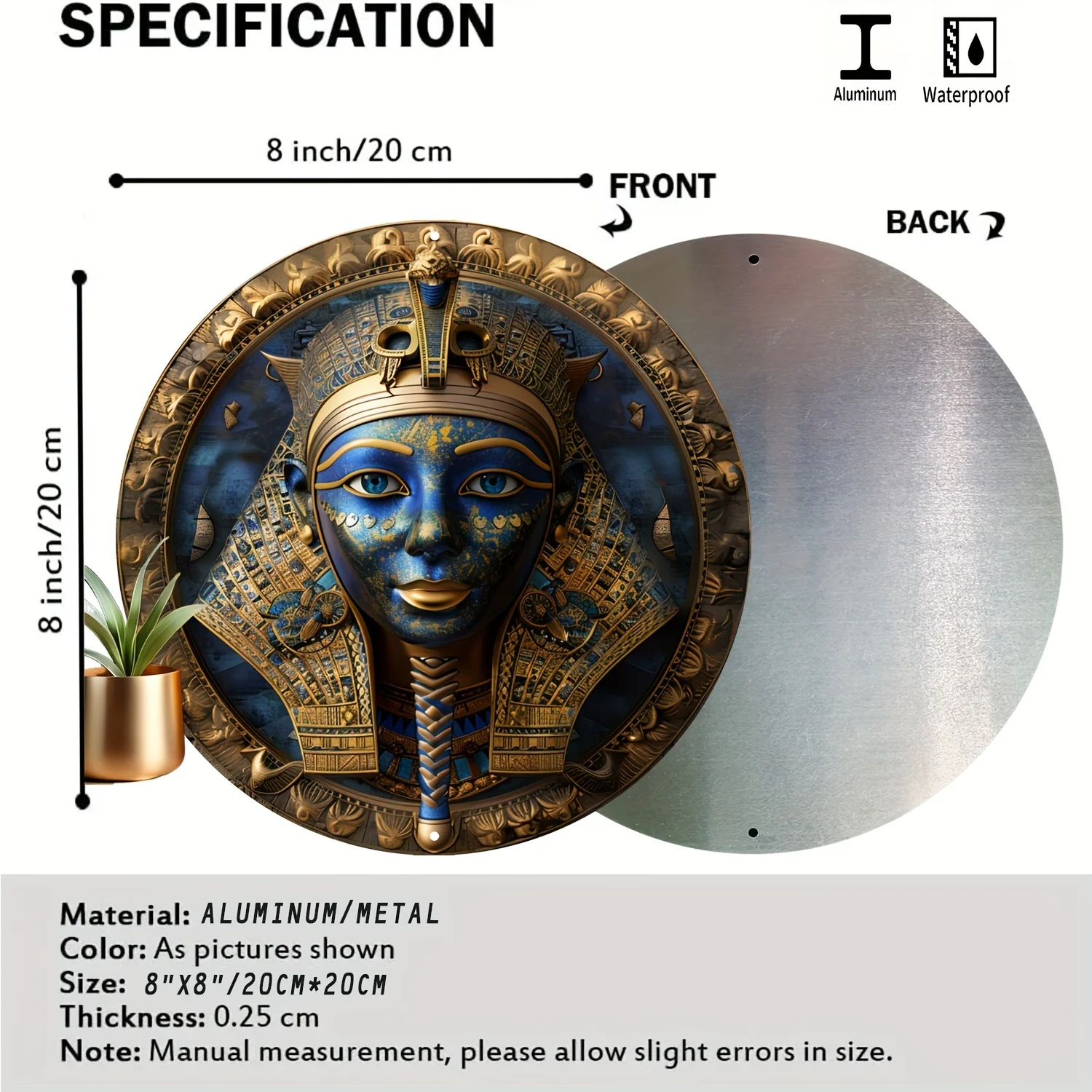Металлическая постерная доска с фараоном 8x8 дюймов