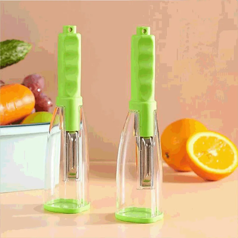 

1pc Multi-function Storage Type Peeling Knife with Barrel Vegetable and Fruit Peeling Belt Storage Type Peeler Kitchen Tool