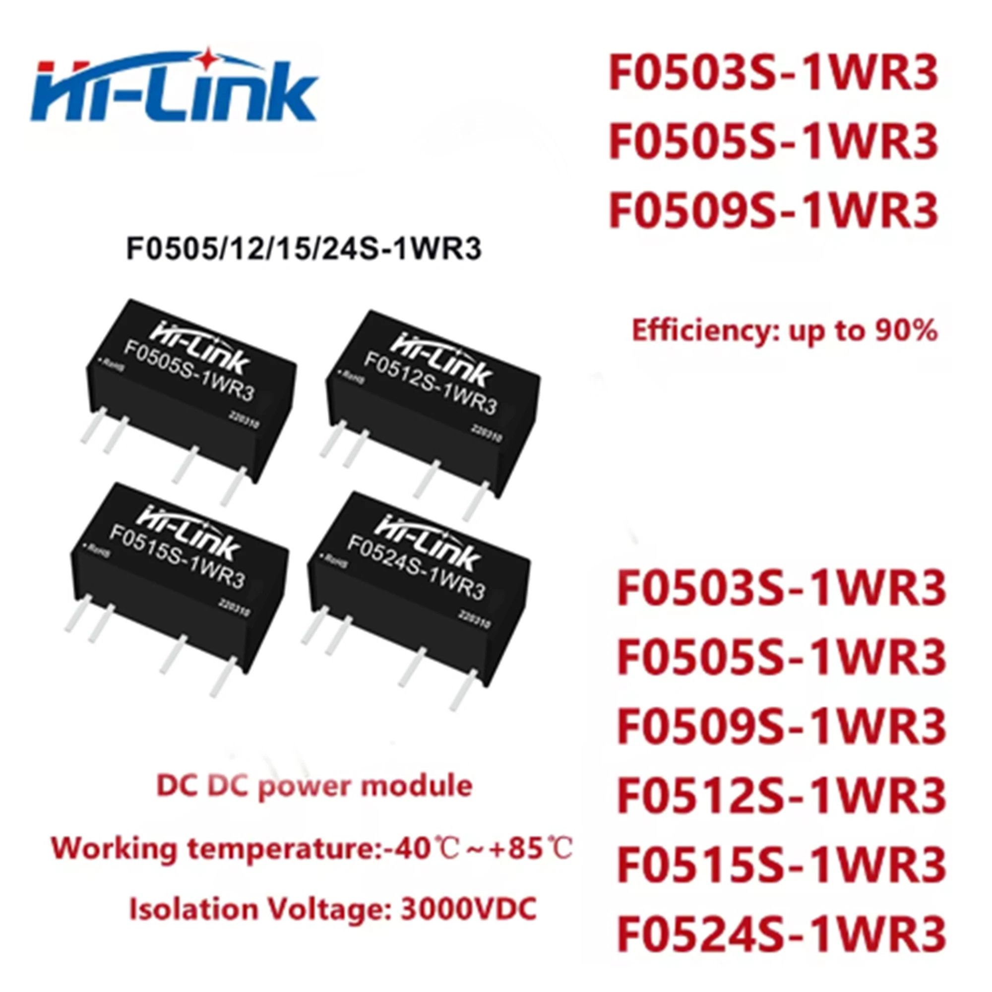 Фото Hi-Link F0505S-1WR3 F0512S-1WR3 F0503S-1WR3 F0509 Модуль питания изолированного преобразователя постоянного тока 1 Вт |   Вход от 5 В до 12 В, выход 84 мА №1