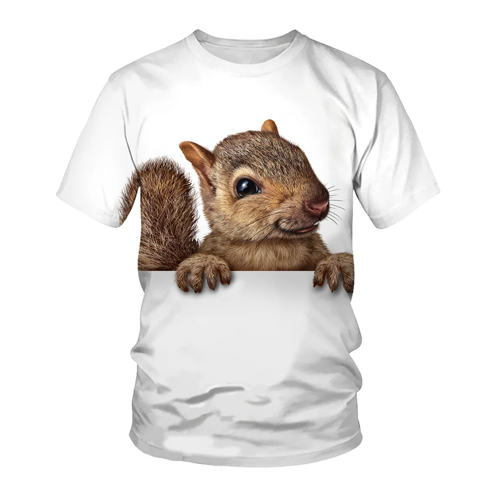 

Детская одежда для девочек и мальчиков, милая футболка с рисунком пушистой белки и белки, футболки с короткими рукавами и изображением животных джунглей, детские футболки на день рождения