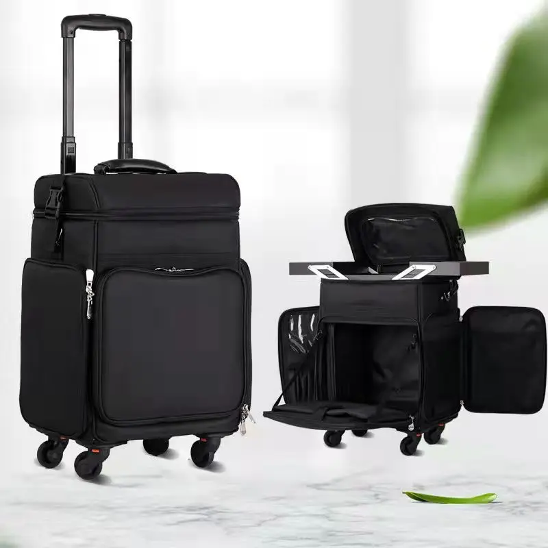 

Women Cosmetic Bag Makeup Train Trolley Case Box Oxford Rolling Luggage Organizer Manicurist Beautician Hairdresser Toolbox