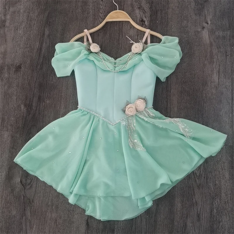 Lyrical танцевальное платье для девочки мятно-зелёное хлопок