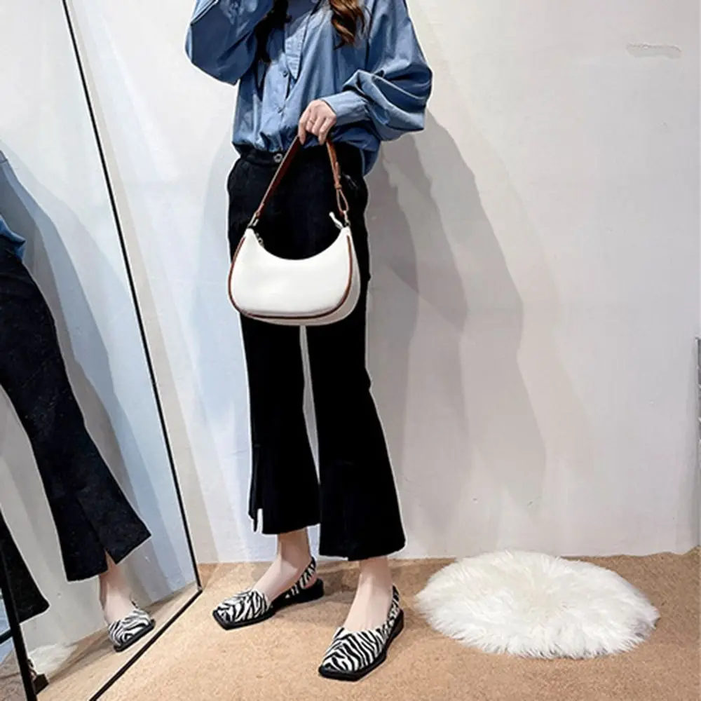 Повседневные женские сандалии с эластичной полоской модные кожаные туфли