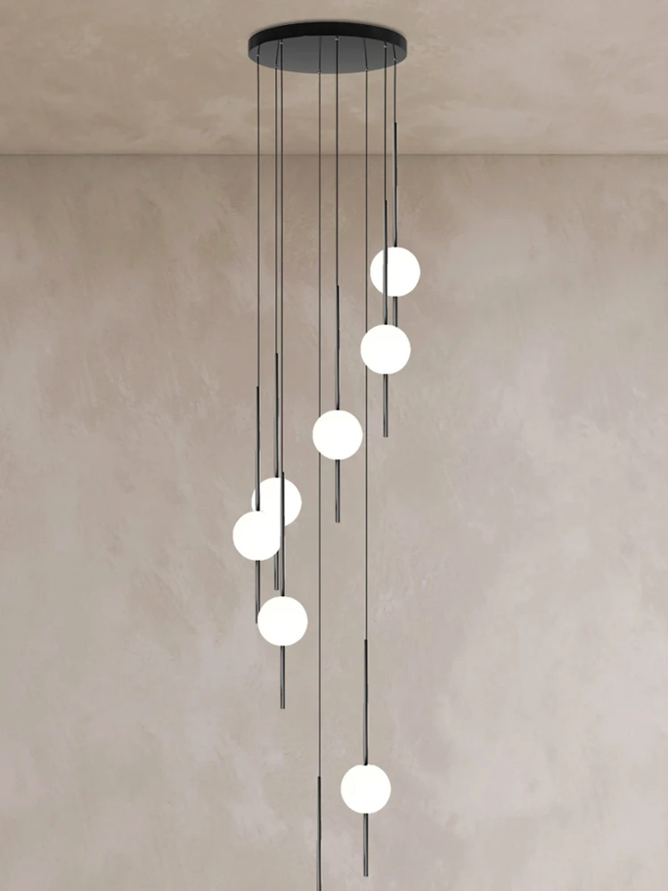 Двуэтажная люстра-лестница вилла лофт квартира гостиная столовая высокий полый