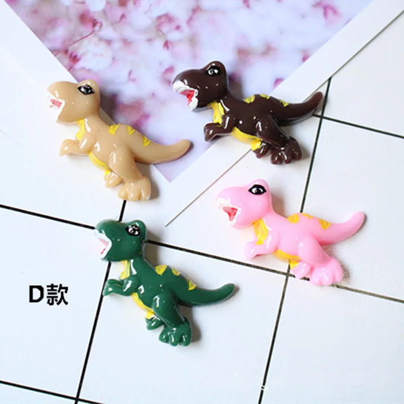 100 шт. кавайные Мультяшные животные динозавры из смолы с плоской задней стороной