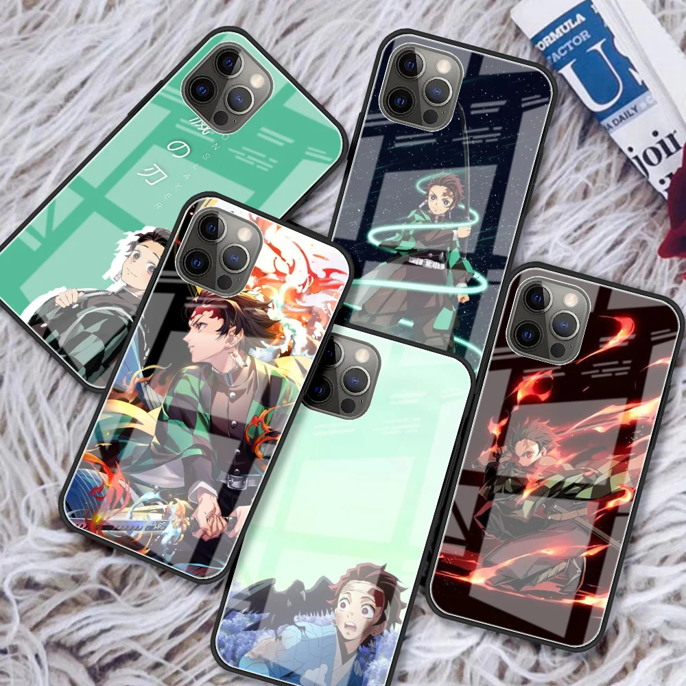 Фото Imetsu No Yaiba стеклянный чехол для iPhone 13 11 12 Pro XR X XS Max 7 8 6 6S Plus SE 2020 с черными краями №1
