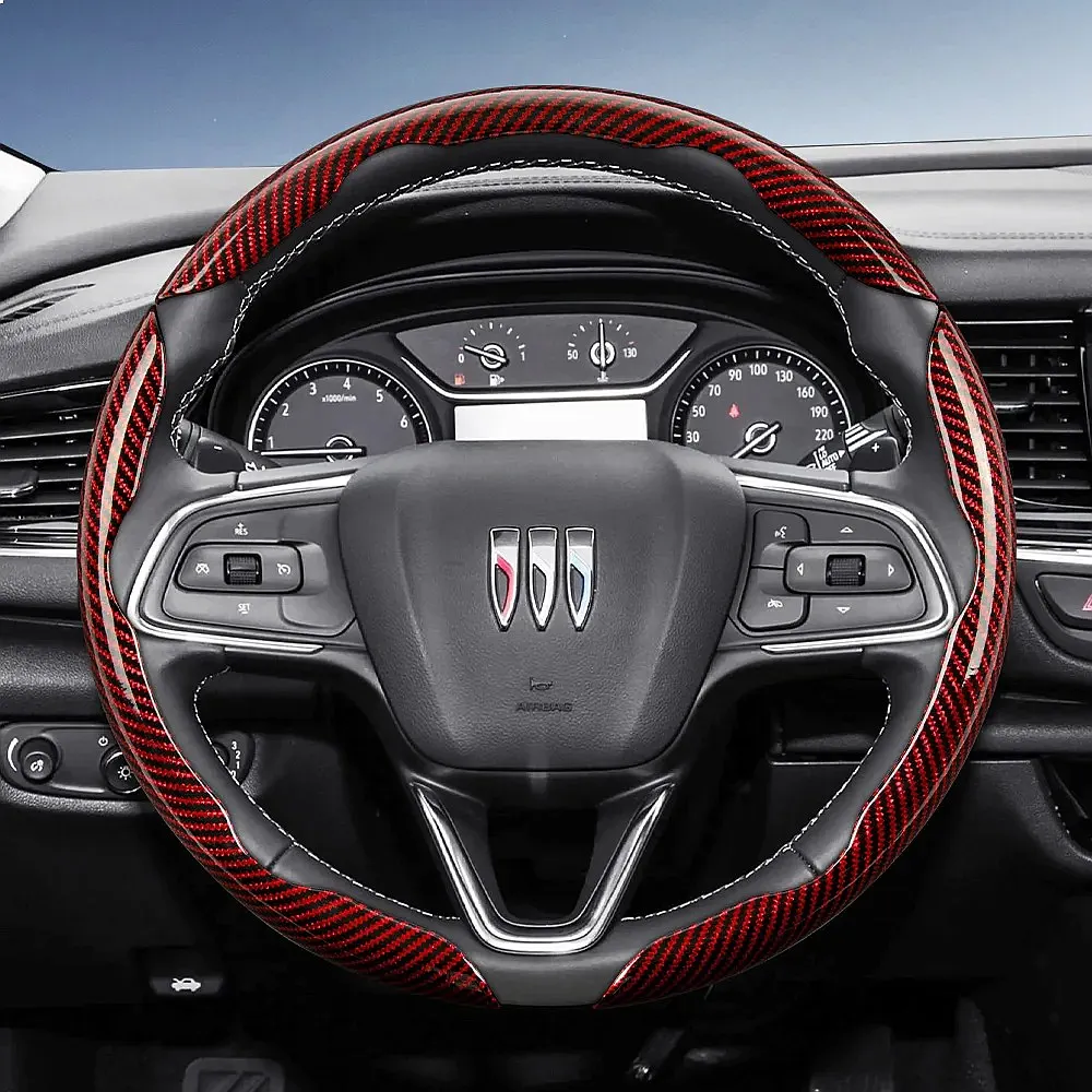 Фото Подходит для Buick: чехол на руль с текстурой под карбон, сегментированный, быстросъемный, прочный, для моделей Encore и Envista. №2