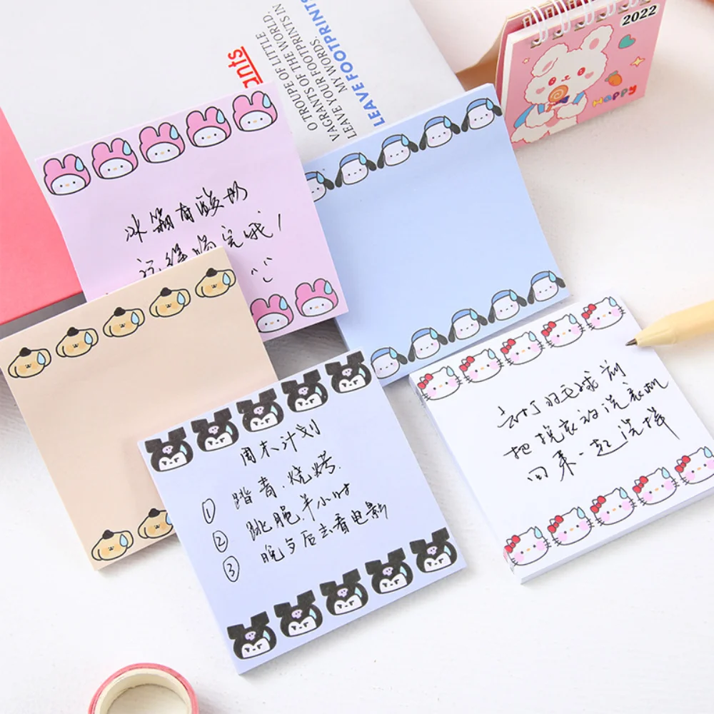 

50Sheets Sticky Note Pads Memo Pad Kawaii Sanrio Hello Kitty Cinnamoroll Kuromi Anime Notepad School Stationery Office Supplies