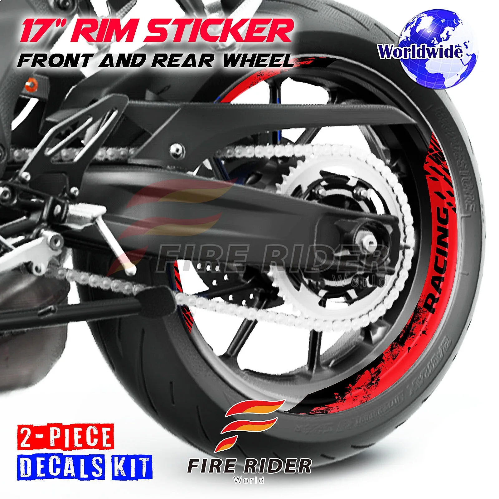 Фото Наклейки на колесные диски FRW ULTIMATE, 2 шт., 17 дюймов, S08B для CBR1000RR, CBR600RR, VTR1000 №2