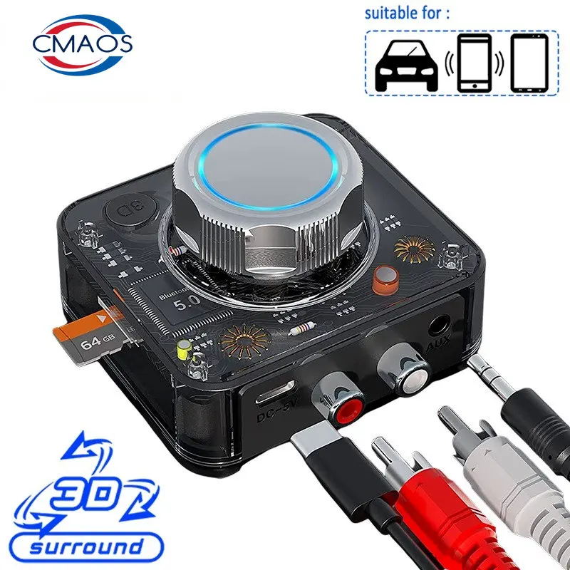 

Bluetooth 5.0 Audio Receiver 3D Stereo Music Wireless Adapter TF Card RCA 3.5mm 3.5 AUX Jack For Car kit Wired Speaker Headphone