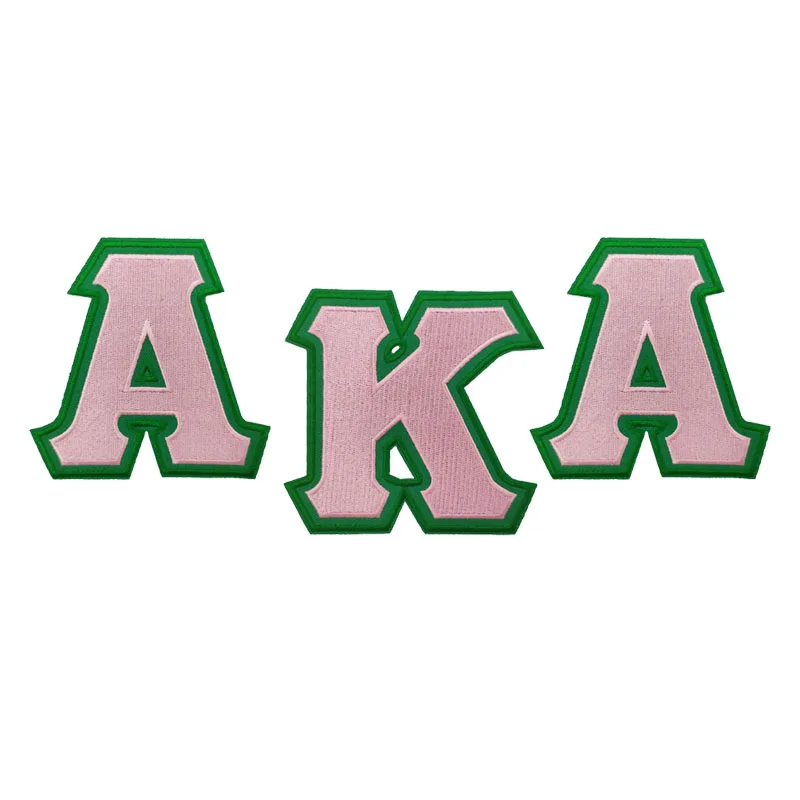 3 5 &quotAlpha Kappa Alpha AKA вышитая вышивка утюгом на шитье бледно-розовая и зеленая |