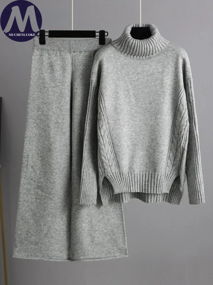 Комплект из двух предметов для женщин 2024 осень/зима новые вязаные пуловеры с