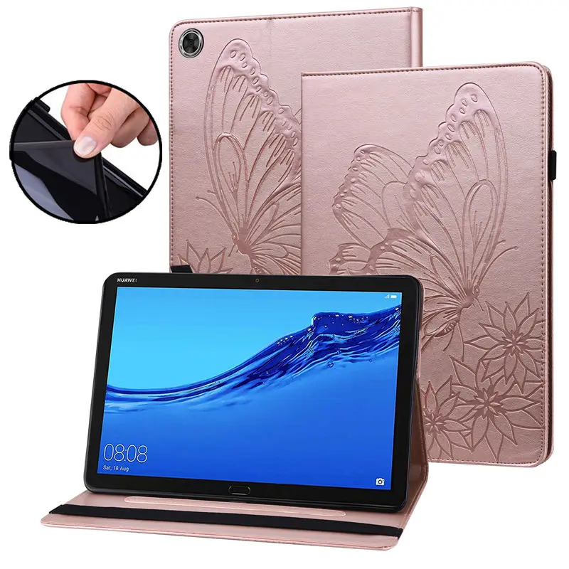 

Butterfly Embossed Cover For Huawei MediaPad M5 Lite 10 Case BAH2-L09 BAH2-W09 BAH2-W19 10.1" Tablet Flip Stand Funda TPU Shell