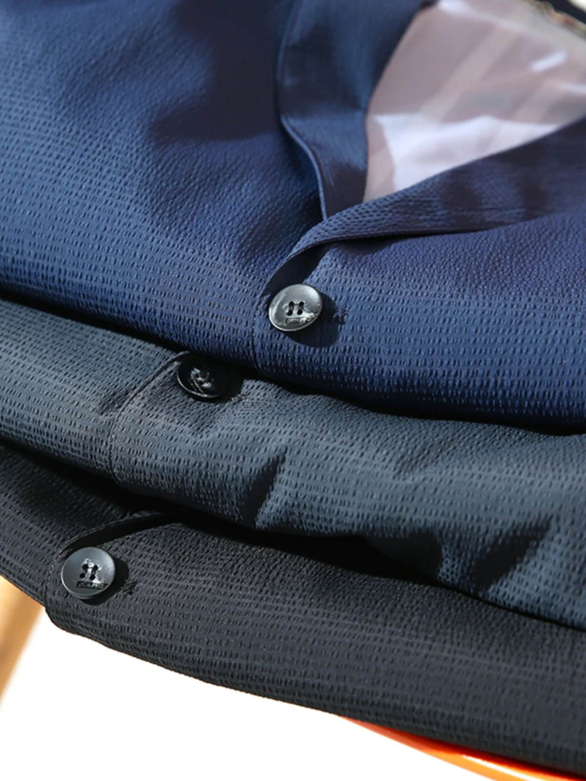 Seersucker весенне-осенний тонкий дышащий мужской одинарный однотонный простой