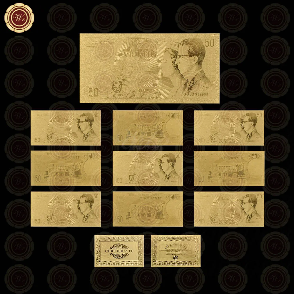 Банкноты Позолоченные в Бельгии 50 100200 фрак 10 шт./набор