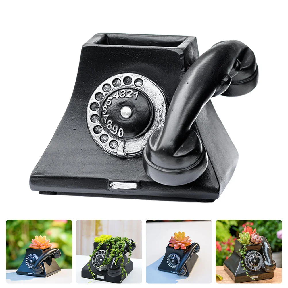 

Pot Resin Flower Planter Pots Flowerpot Telephone Bonsai Figurine Retro Succulent Planters Shaper Mini Garden Green Ornaments