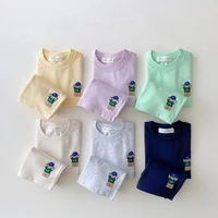 baby unisex short sleeve tops clothes set children gril bear embroidery cotton shirtsshorts 2pcs suit casual toddler outfits