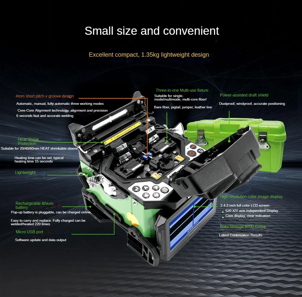 Pro'sKit TE-6201G-W Сварочный аппарат для оптического волокна Машина горячего