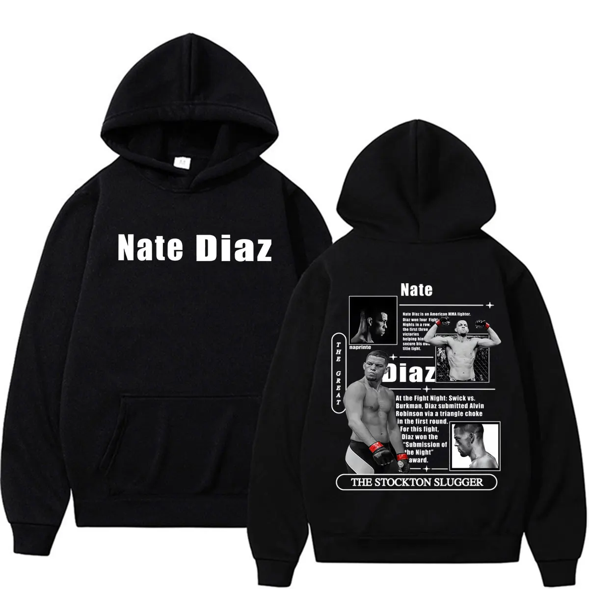 Фото Свитшоты Nate Diaz The Stockton Slugger для фанатов: модные, эстетичные, повседневные флисовые худи оверсайз для мужчин и женщин №1