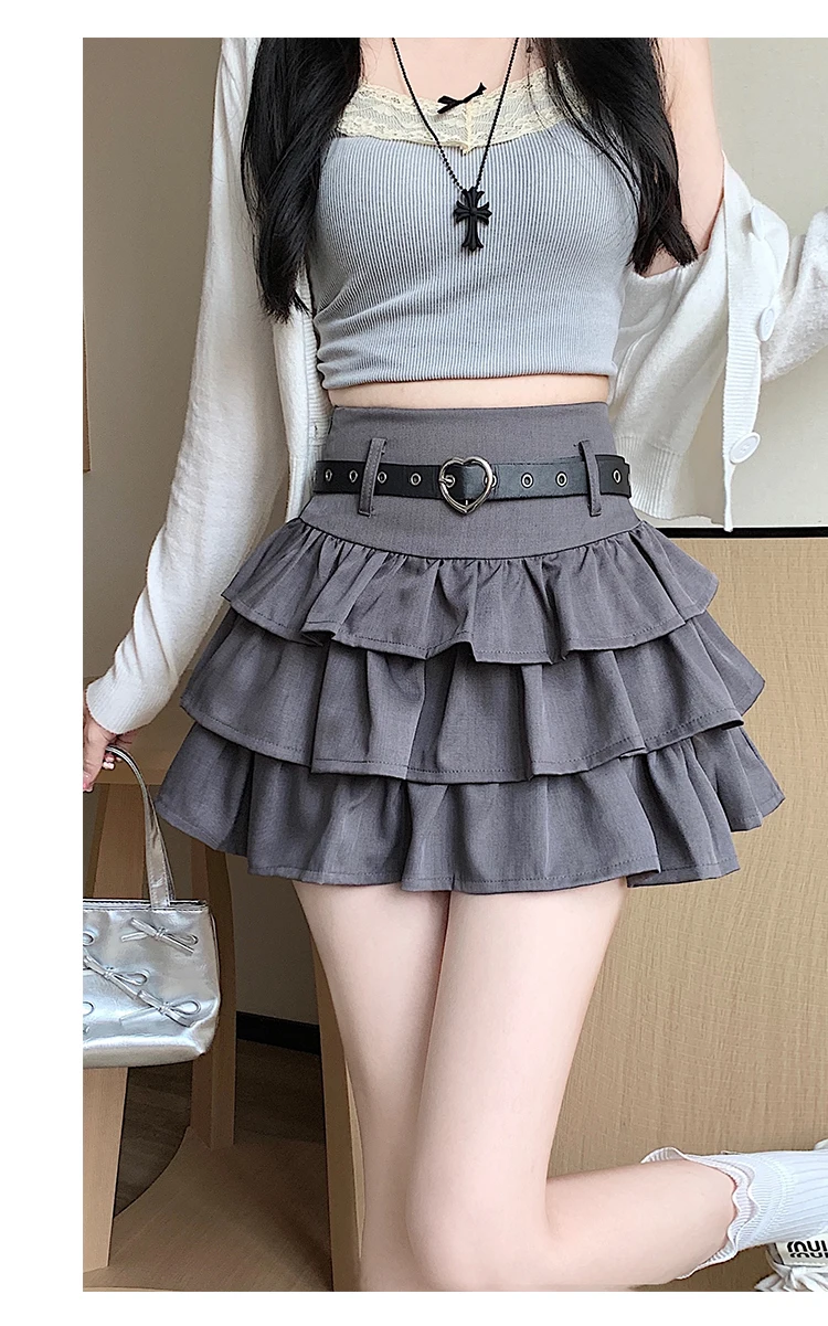 Женская повседневная черная мини-юбка серая юбка в стиле торт сексуальная с