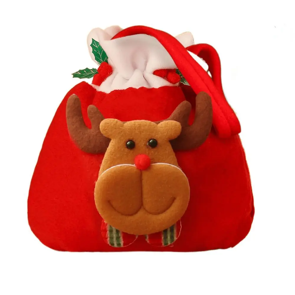 

Cute Exquisite Santa Claus Printed Drawstring Pouch Happy Christmas Peace Fruit Sack Handbag Xmas Gifts Bag Candy Bag