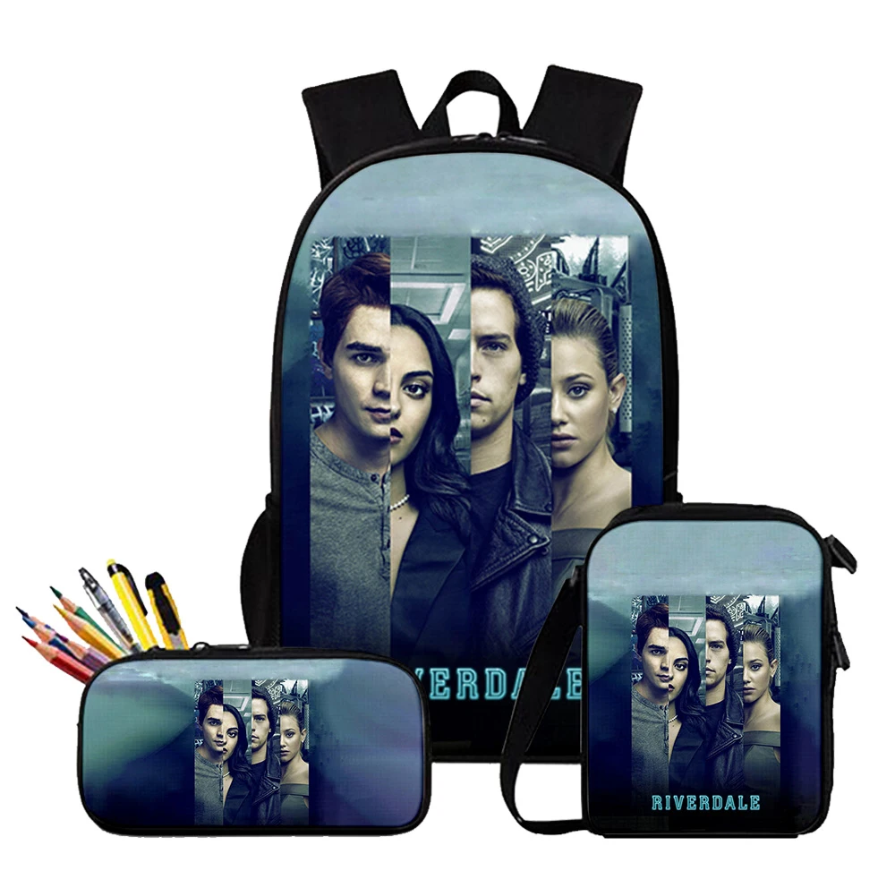 

Модные школьные ранцы TV Riverdale сезон 5 с 3D принтом 3 шт./компл. рюкзак для ноутбука рюкзак Наклонная Сумка на плечо Чехол-карандаш