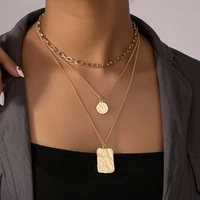 ins gold chain triple layers multilayers piercing choker pendant necklaces trendy korean fashion women party jewelry