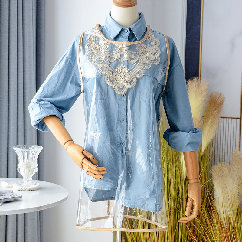 

PVC Clear Transparent Lace Sheer Waterproof Tank Sleeveless Apron Back Bondage