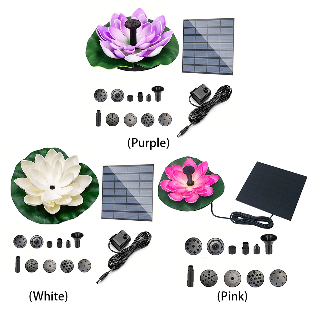 Плавающий Садовый Фонтан На Солнечной Энергии С Искусственными Цветами Лотоса