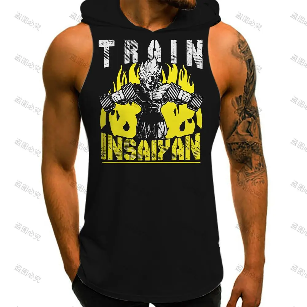 Жилет с капюшоном Goku Y2k летняя безрукавка без рукавов майка для бодибилдинга и