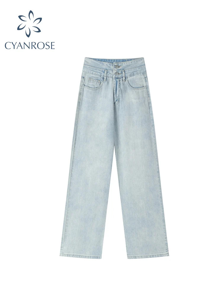 

Washed Vintage Jeans For Women Loose Casual Ins Street Wide Leg Pants Female Harajuku High Waist Mom Denim Trousers 2022 Summer