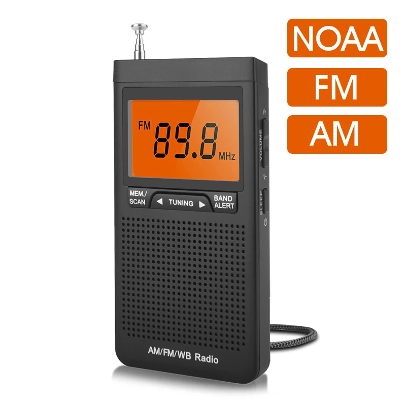 

Am Fm Pocket Radio Mini Portable Weather Radio Auto-Search Antenna Excellent Reception Large LCD Screen With Headphone Jack