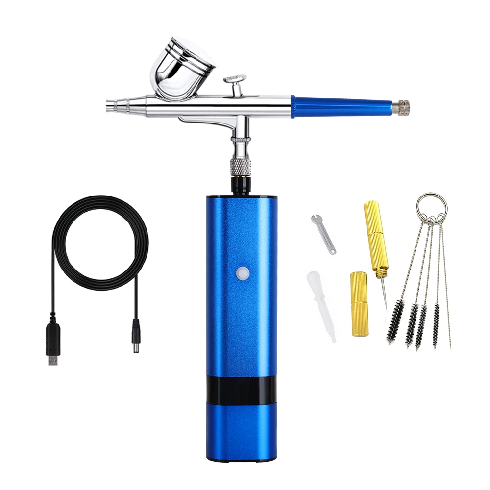 Free Shipping Cordless Airbrush With Pocket Compressor Portable Higher Pressure Blue Color 1.2M Hose Pneumatic Tool Pump