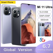 SmartPhone Mi 11 Ultra 6.7 inch HD Screen 16+512GB Dual Sim Unlocked Android Mobile Phones 32MP+50MP Celulares 4G/ 5G Cell Phone