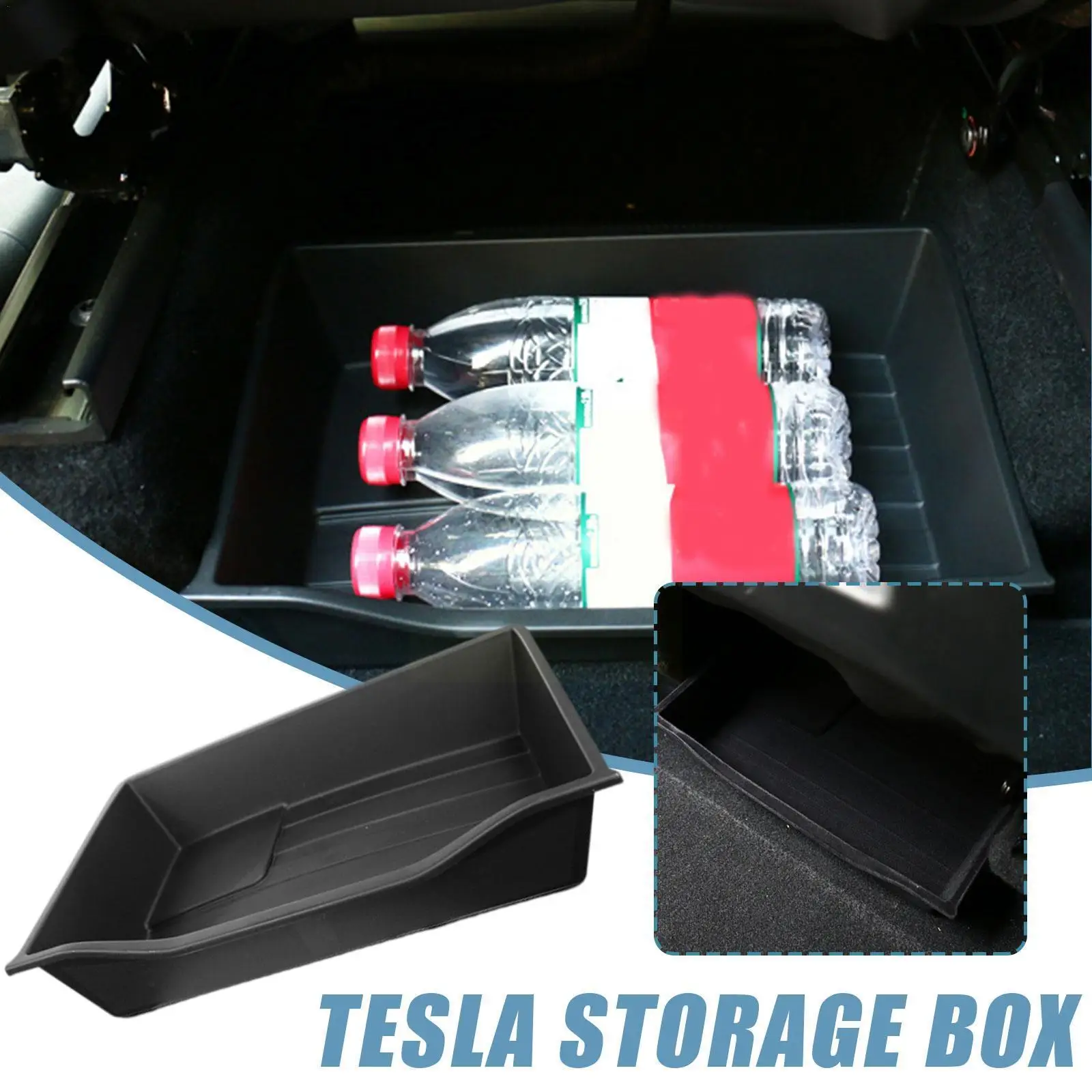 

Ящик для хранения под сиденьем для Tesla Model Y 2021, органайзер, лоток из ТПЭ и АБС, флокирующий чехол, модификация автомобиля, быстрая Q5D1