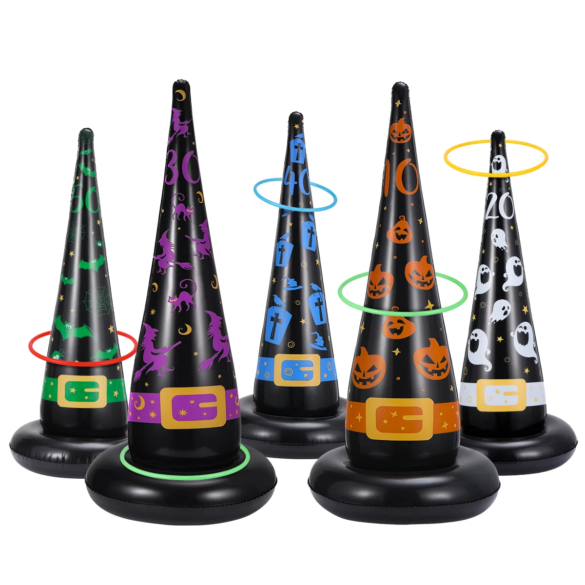 

CLISPEED Ring Toss Game Set, 5PCS Witch Hats with 10PCS Rings, Party Games Indoor Outdoor Fun