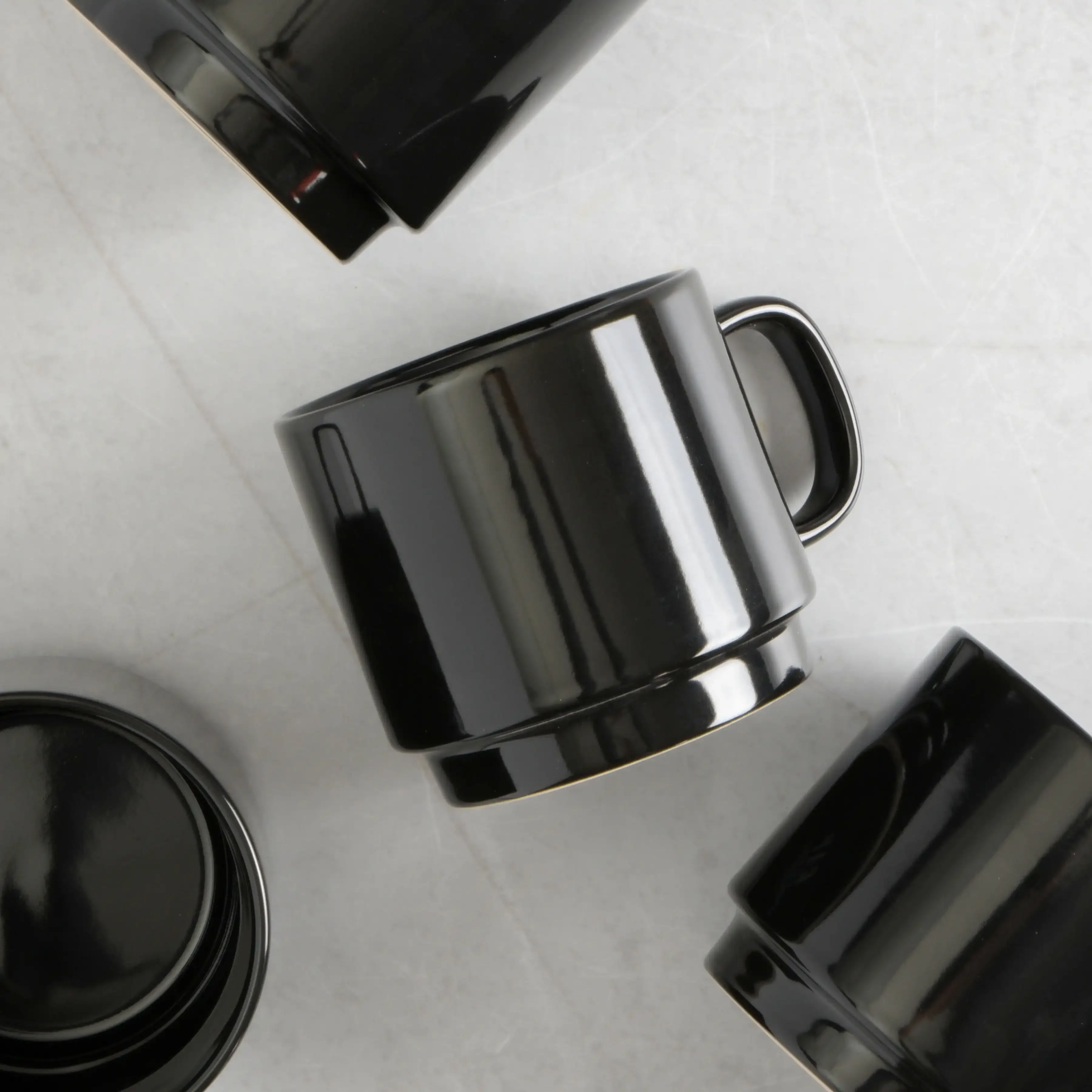 

Cups 14.8-Ounce Stackable Black Stoneware Mug Set, Set of 4, Coffee Cup , Mugs , Cups and Mugs