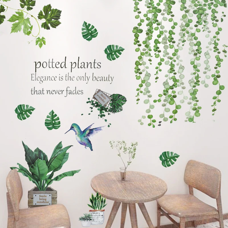 

Tropical Leaves Flowers Wall Stickers DIY Home Living Room Decoration Removable Mural Decals Plants Art Vinyl Wall Decals Decor