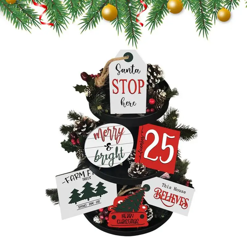 

Decorative Trays For Home Decor 7pcs Christmas Date Car Tree Tiered Tray Decor Set Christmas Centerpiece Design For Party Decor