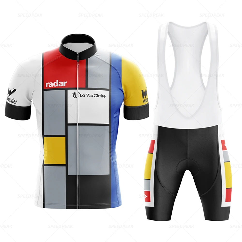 

Retro Cycling Jersey Set Classical Bicycle Suit Bike Short Sleeve Men Bib Shorts Clothes Por team Factory Gel breathable pad