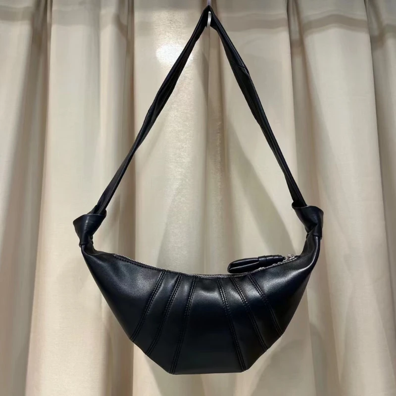 

Men's Women's Purse Handbag Soft Leather Armpit One Shoulder Crossbody Bag Dumpling Bag Luxury Design Cowhorn Bag Female