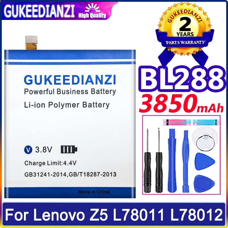 Аккумулятор GUKEEDIANZI BL288 3850 мАч BL 288 для Lenovo Z5 L78011 L78012 высококачественные батареи + Бесплатные инструменты