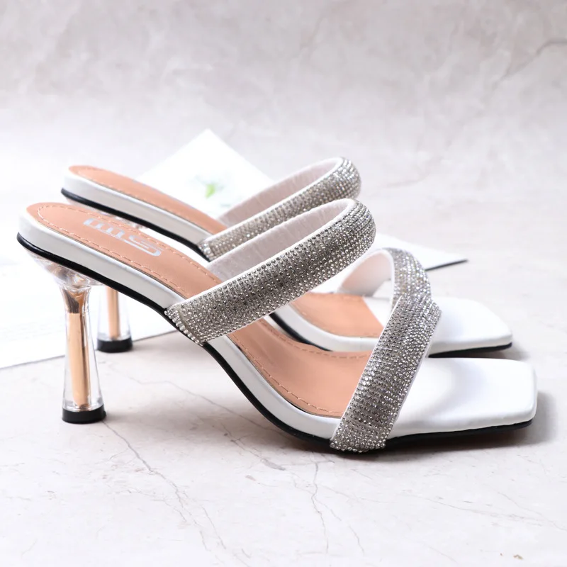 

Женские туфли, женские туфли-лодочки, новинка 2022, Модные женские сандалии на тонком каблуке, тапочки, сланцы, вечерняя Обувь с квадратным нос...