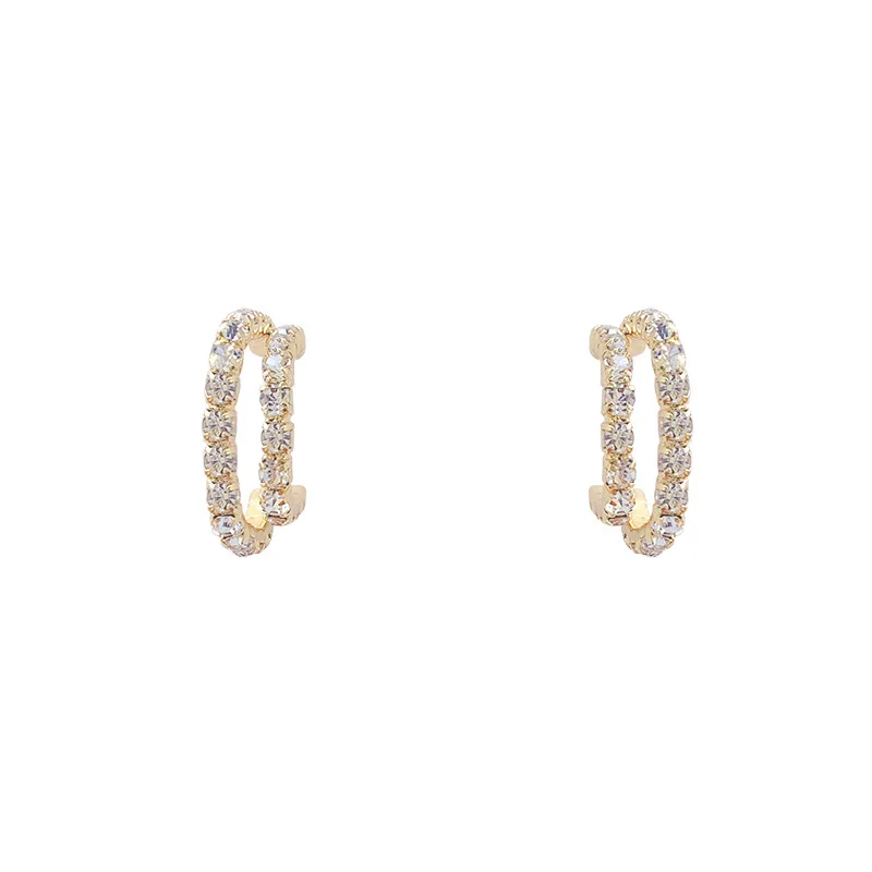 Женские серьги-кольца с двойным слоем и бриллиантами |