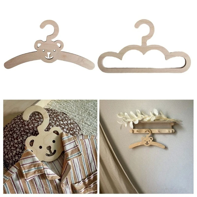 10PCS INS Nordic Wooden Bear Cloud Clothes Hanger Wall Hanging Coats Rack Baby Cloth