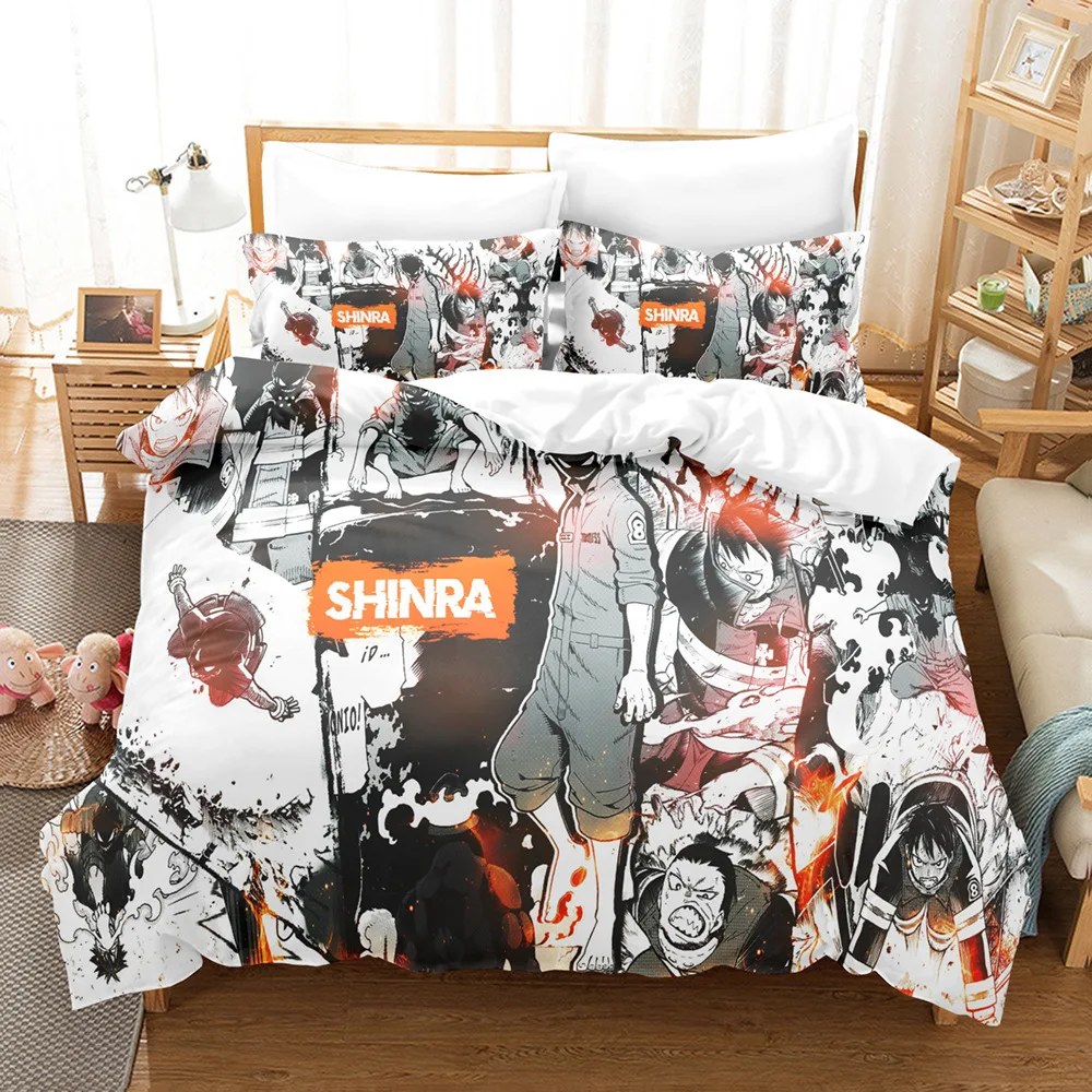 

Fire Force Bedding Set Quilt Cover Twin Full Queen King Size Anime Bed Set Aldult Kid Bedroom Decor Gift With Pillowcases