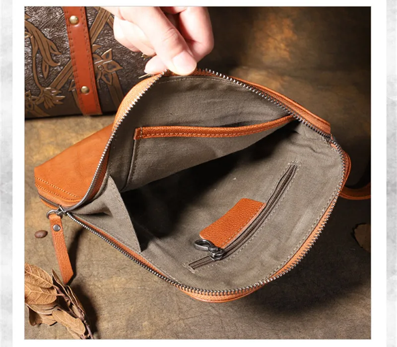 Fashion designer high-quality natural real leather men and women business clutches summer light hot sale mini messenger bag