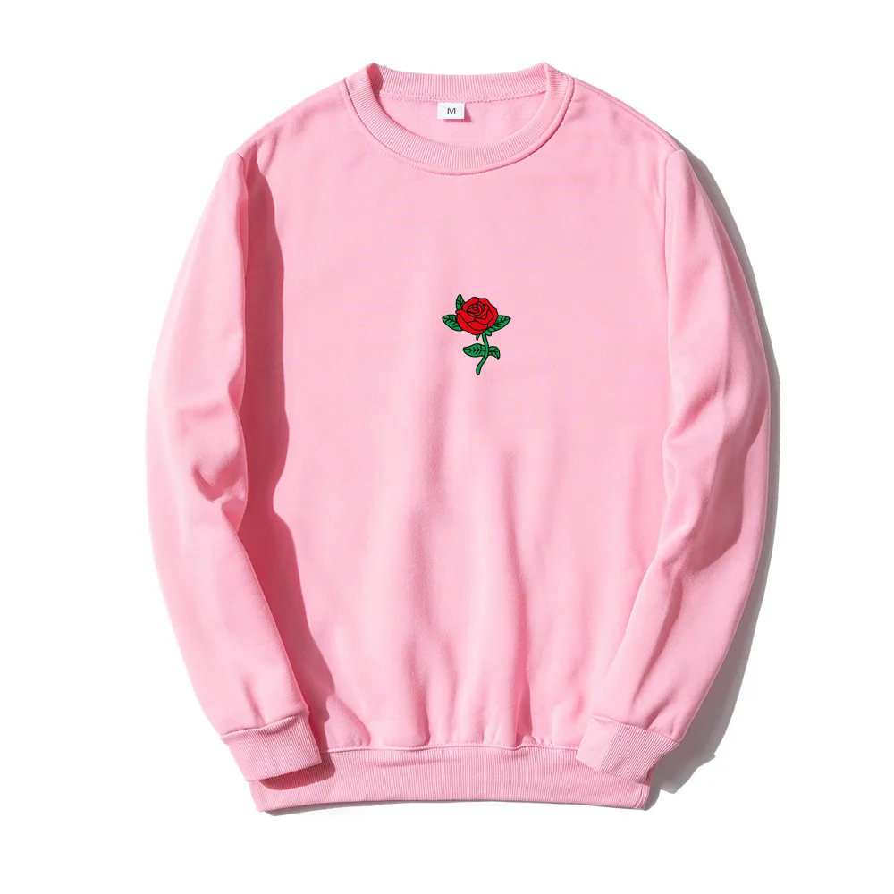 

LIN YU MEN Men Hip Hop Casual Brief Popular Sweatshirts Fashion Man Streetwear Harajuku Autumn Winter Rose Print Hoodie Clothes