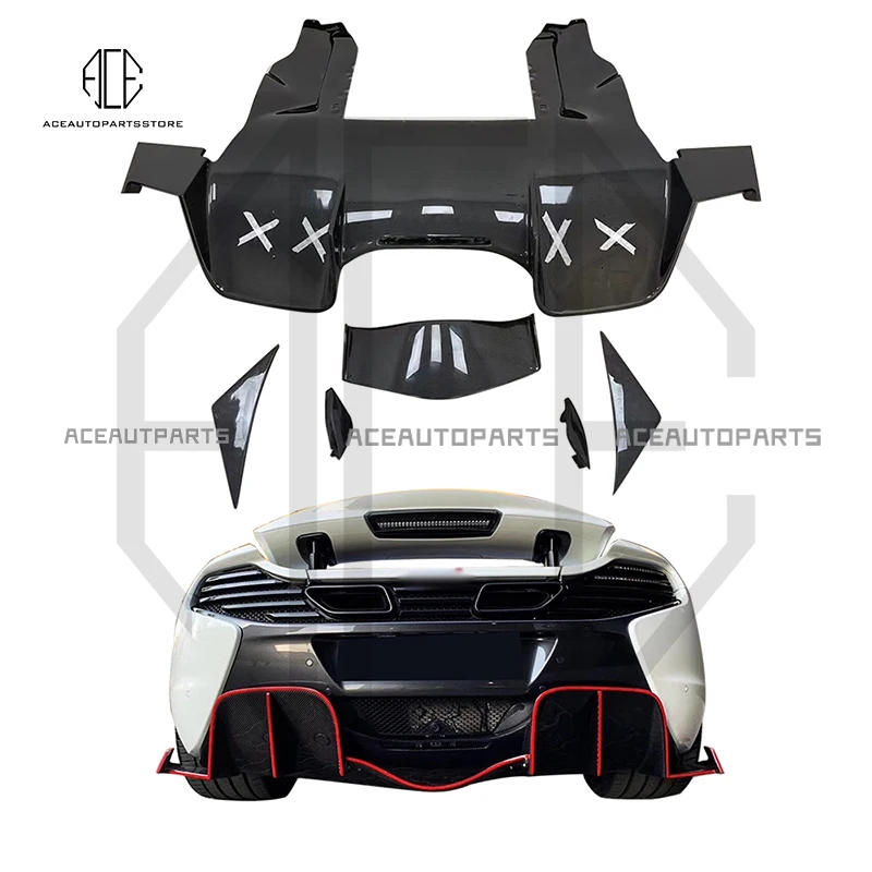 

For McLaren MP4-12C 625C 650S upgraded 675LT style carbon fiber rear lip rear spoiler rear bumper diffuser