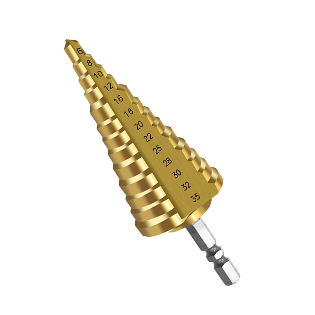 

1pc 6-35mm 13 Step 1/4 Inch Shank Step Drill Bit 110mm For Metal Cone HSS Step Drill For Thin Iron Plate PVC Board Power Tools